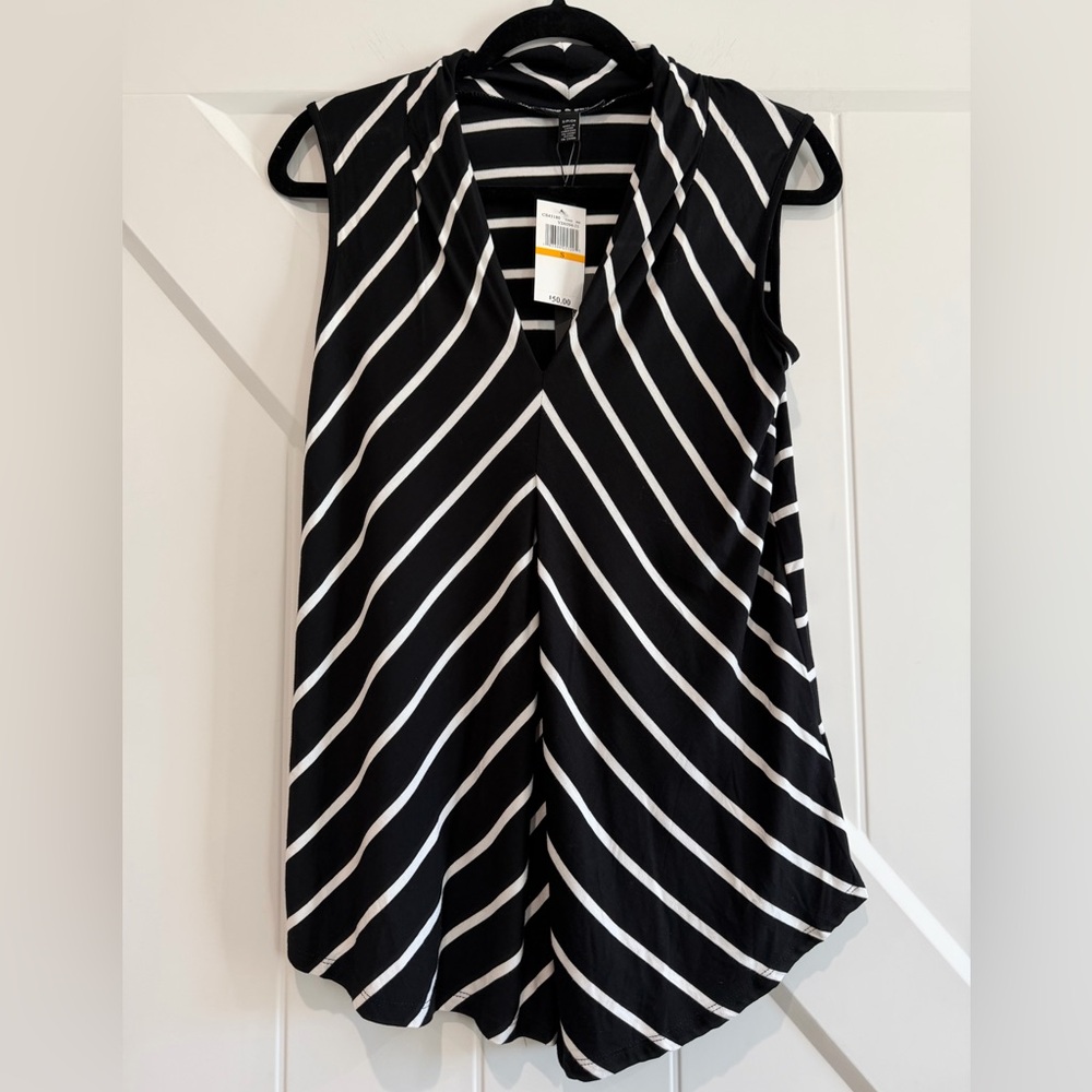 Cable & Gauge Black and White Striped Top